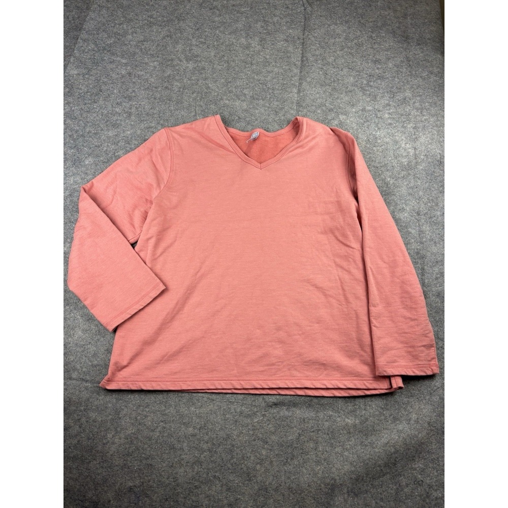 Blue Star Clothing Co Women's XL Cotton Longsleeve V Neck Midโ Weight Pink VTG